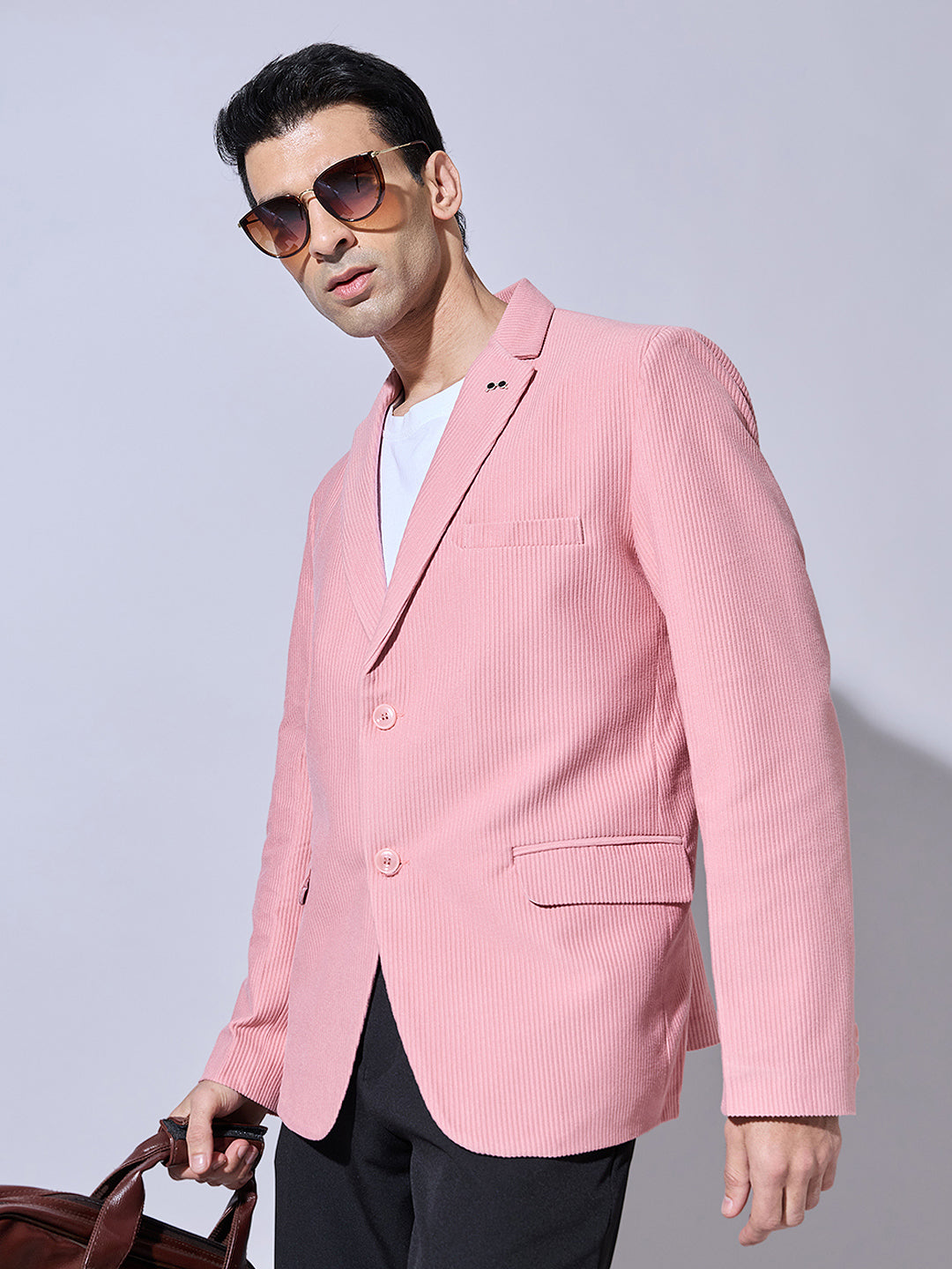 Men's Corduroy Pink Single Breasted  Blazer