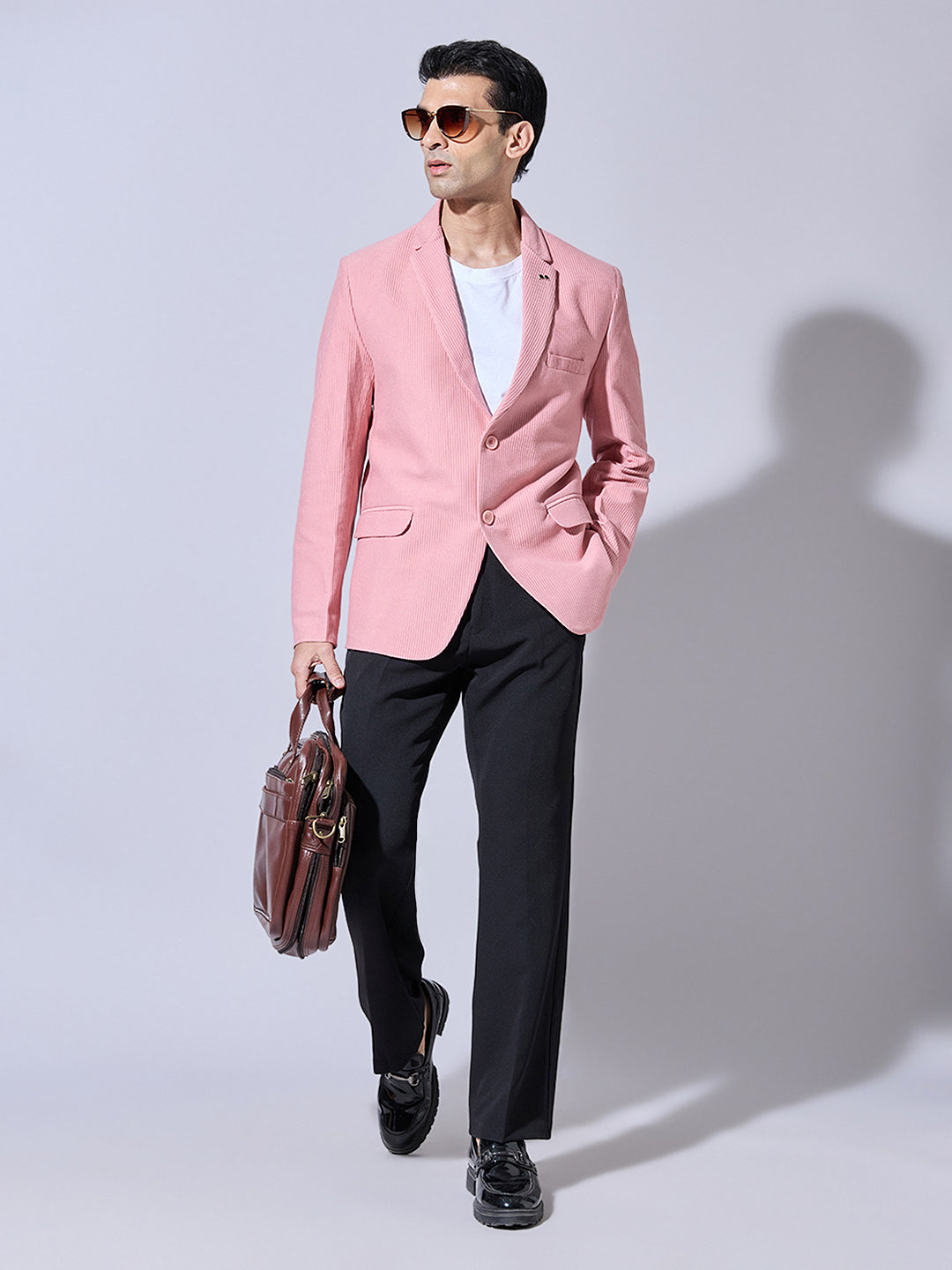 Men's Corduroy Pink Single Breasted  Blazer