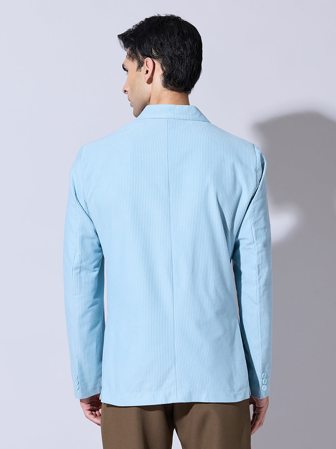 Men's Corduroy Sky Blue Single Breasted  Blazer