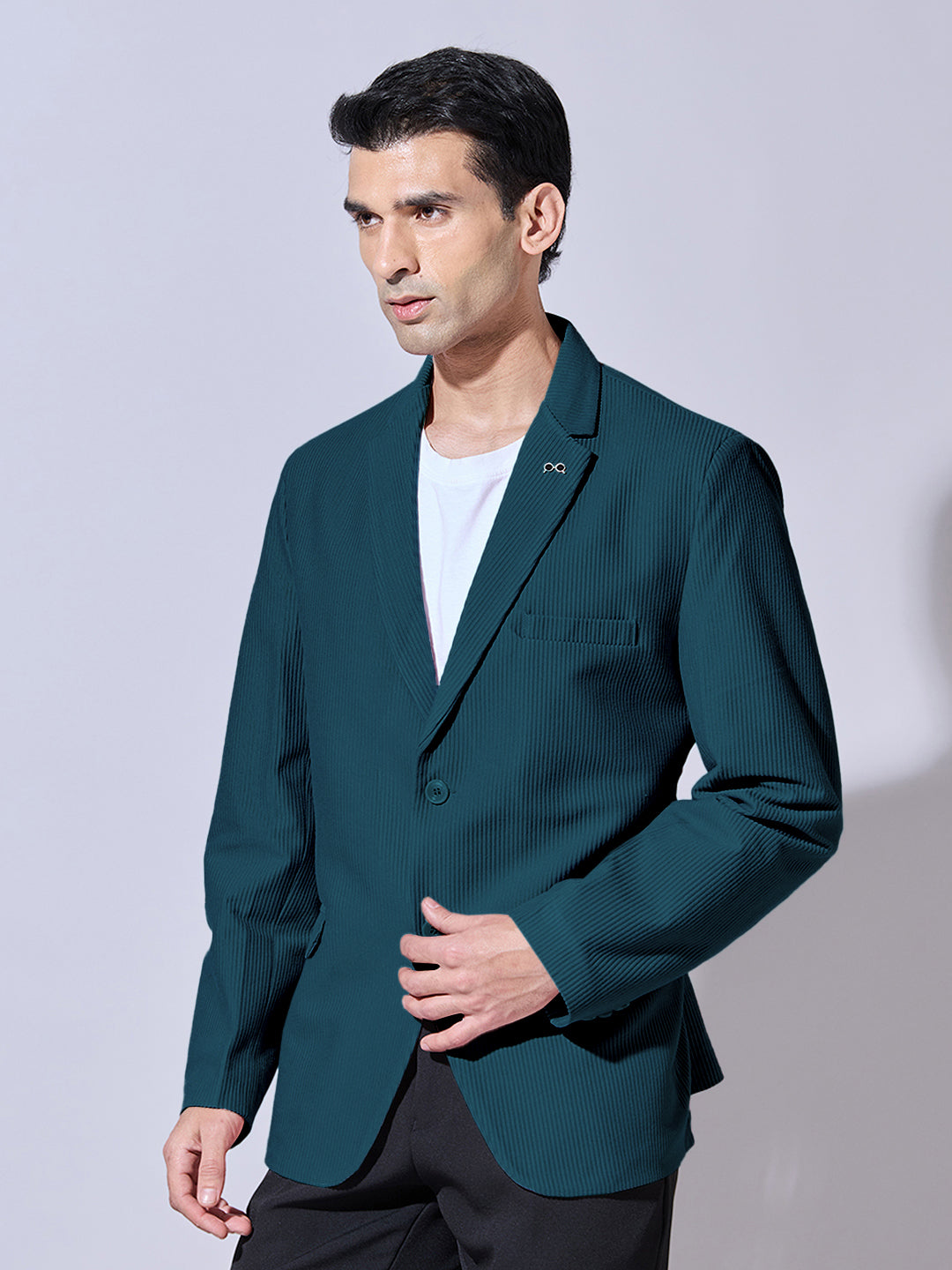 Men's Corduroy Teal Single Breasted  Blazer