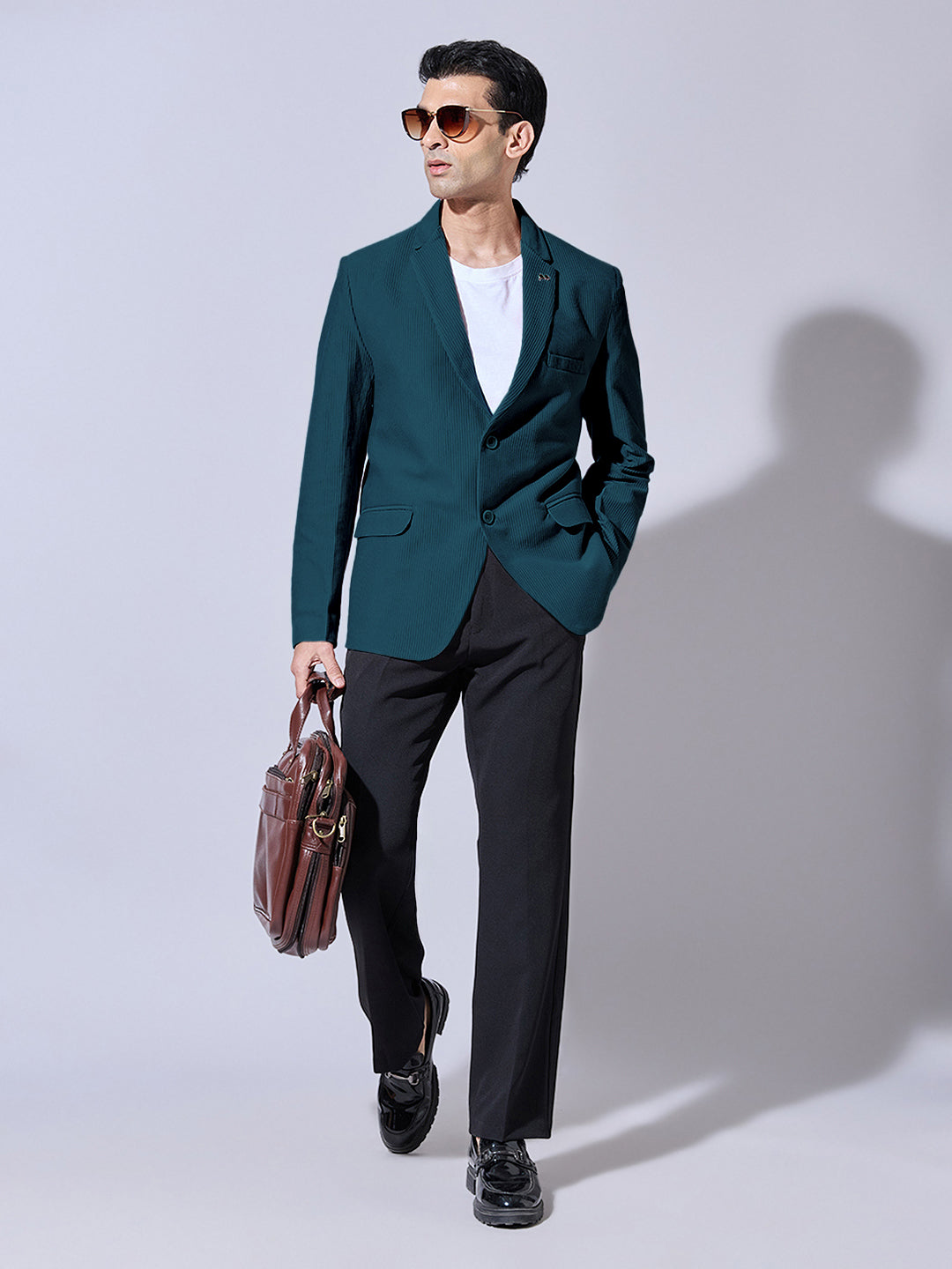 Men's Corduroy Teal Single Breasted  Blazer