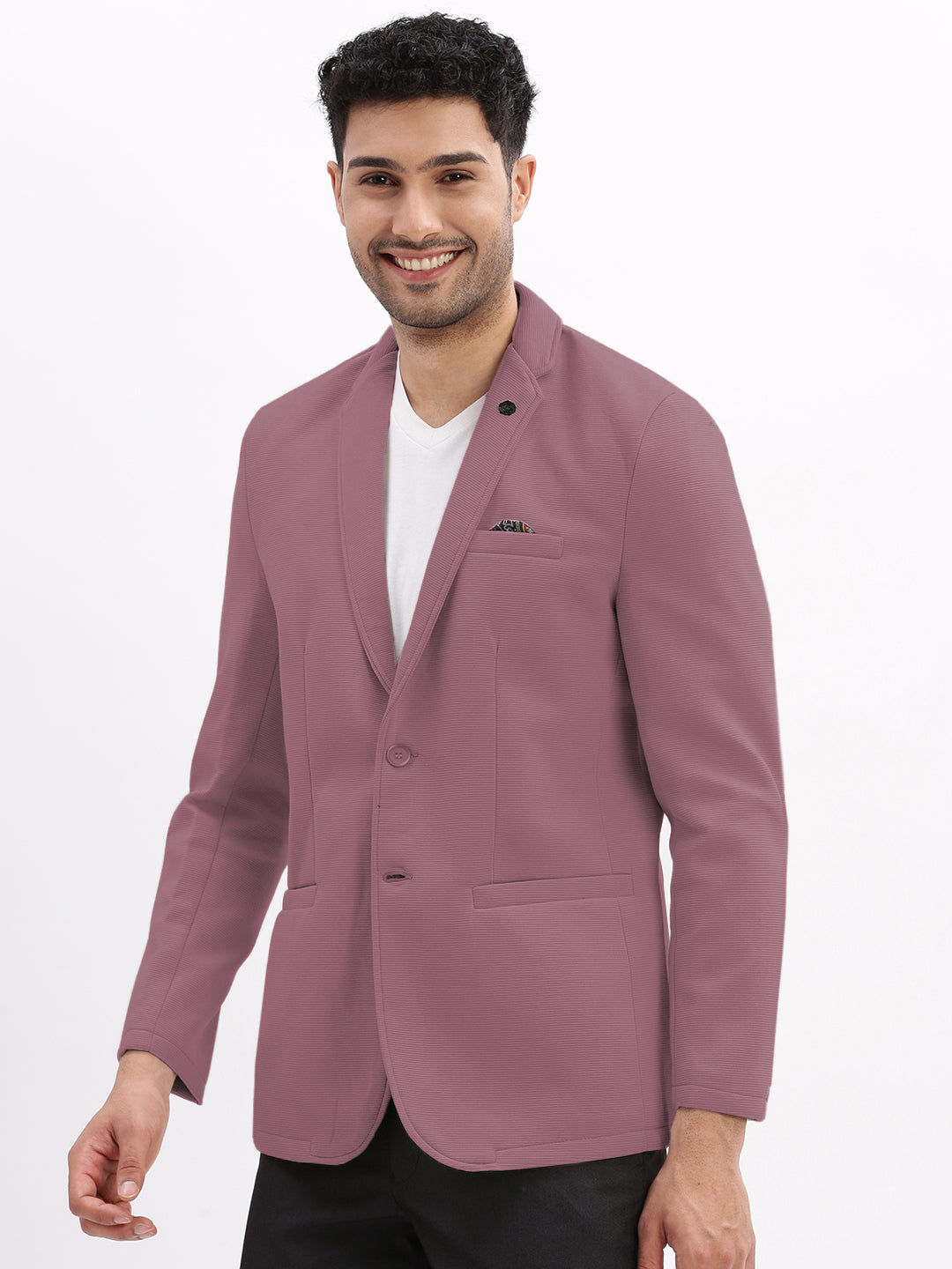 Men's Mauve Single-Breasted Slim Fit Blazer with Notched Lapel