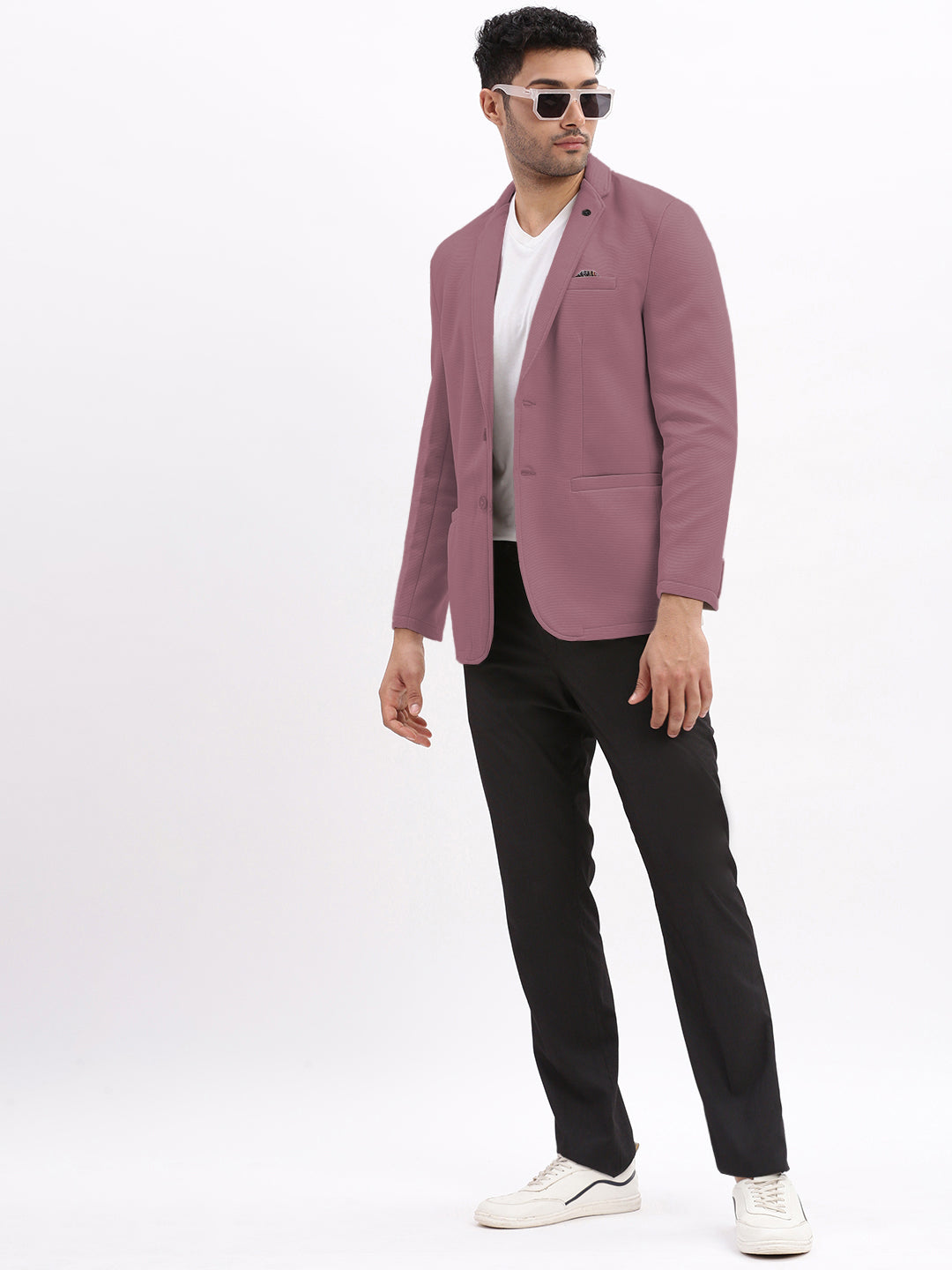 Men's Mauve Single-Breasted Slim Fit Blazer with Notched Lapel