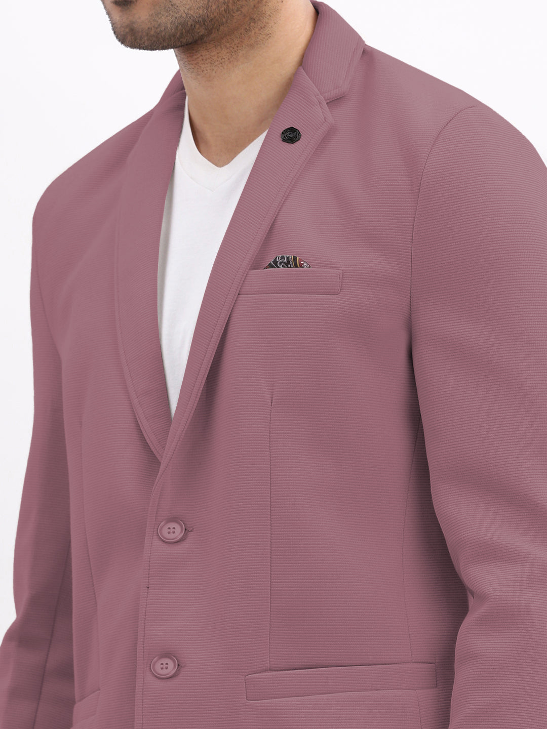 Men's Mauve Single-Breasted Slim Fit Blazer with Notched Lapel