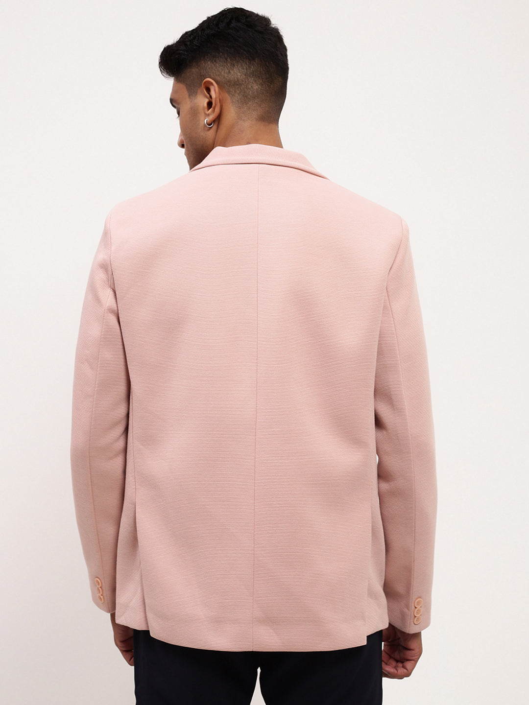 Men Pink Solid Single Breasted Blazer