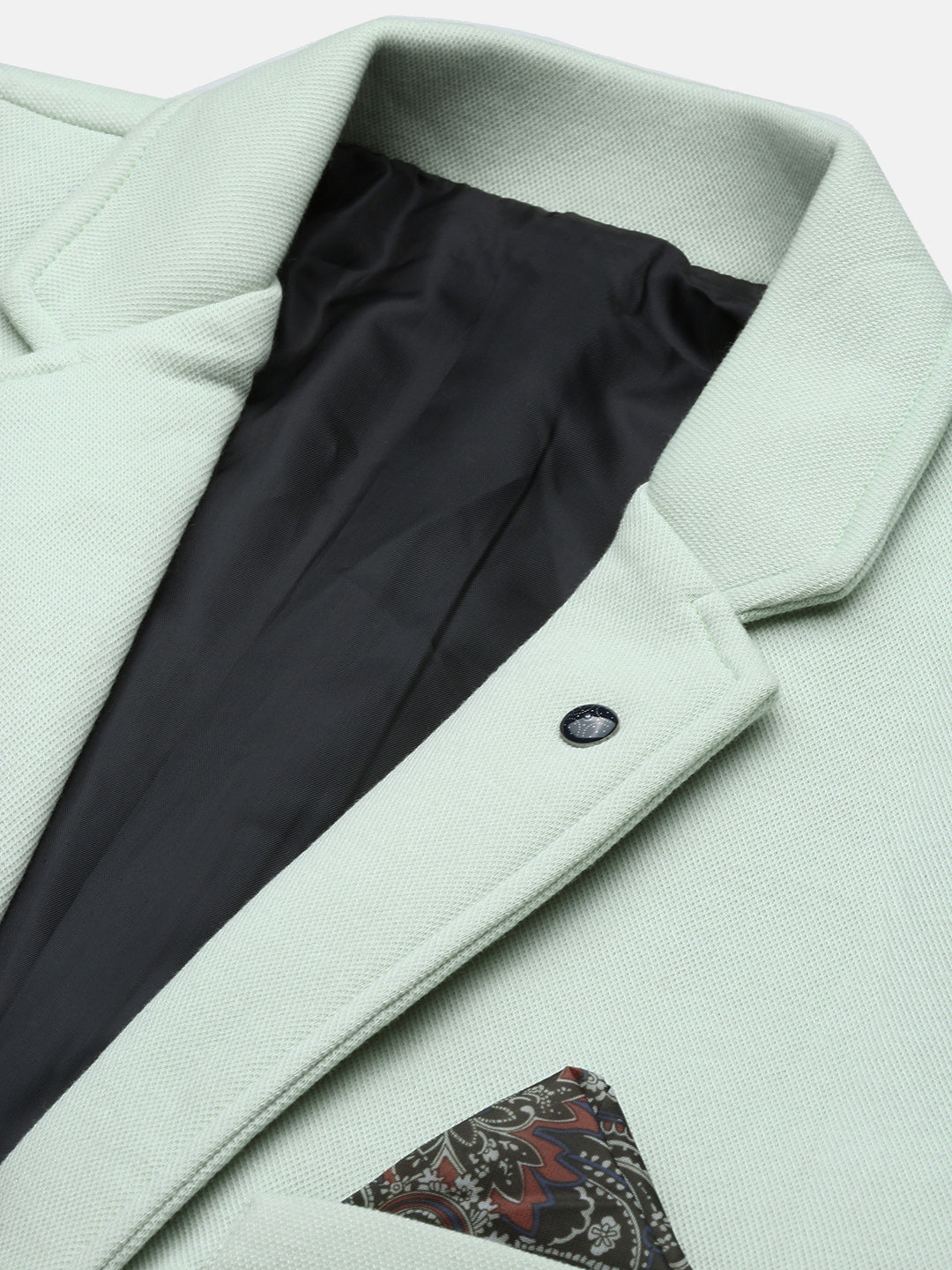 Men Sea Green Slim Fit Single Breasted Blazer