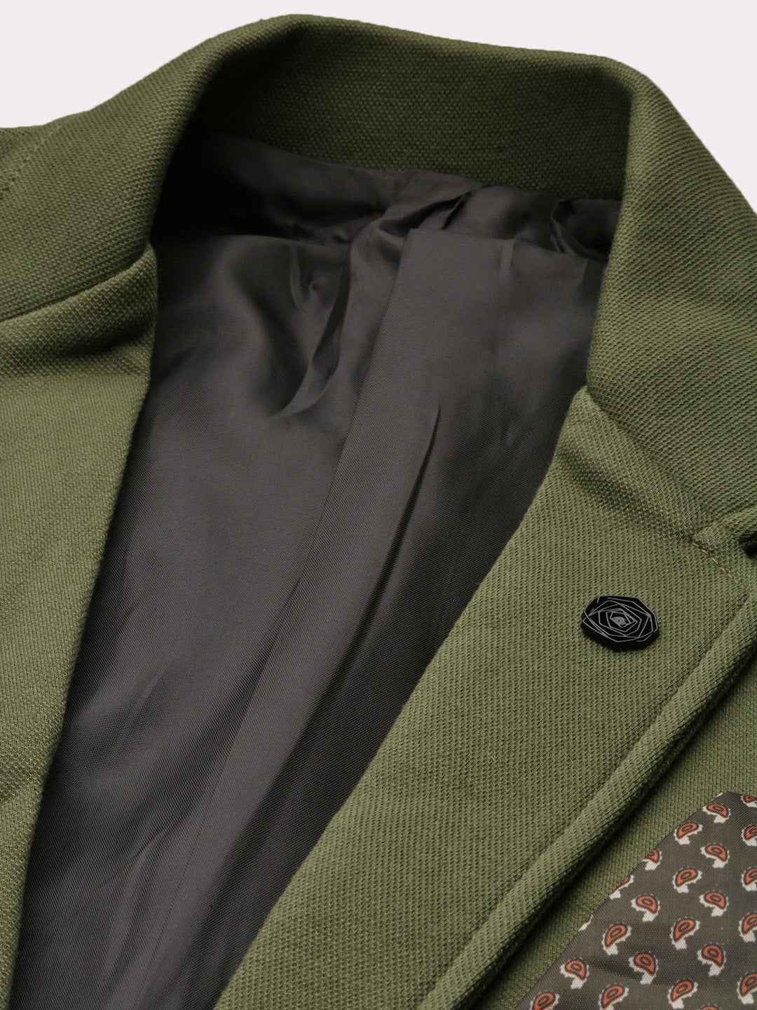 Men Solid Green Single Breasted Blazer