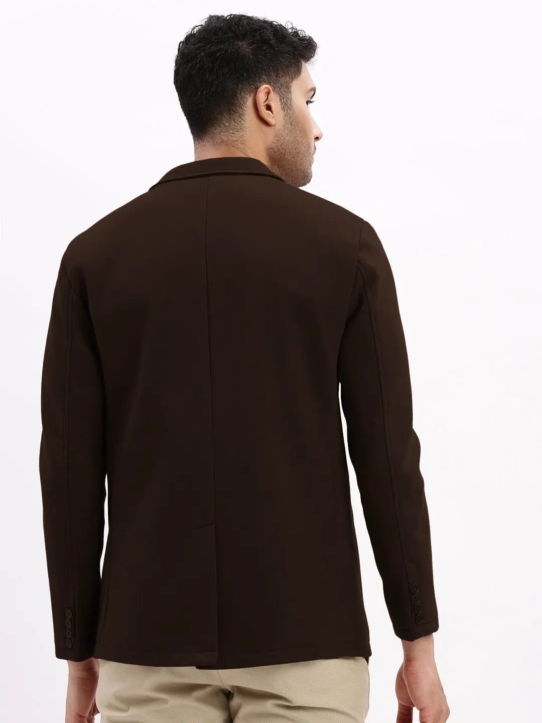 Men's Coffee Brown Single-Breasted Slim Fit Blazer with Notched Lapel - from SHOWOFFFF