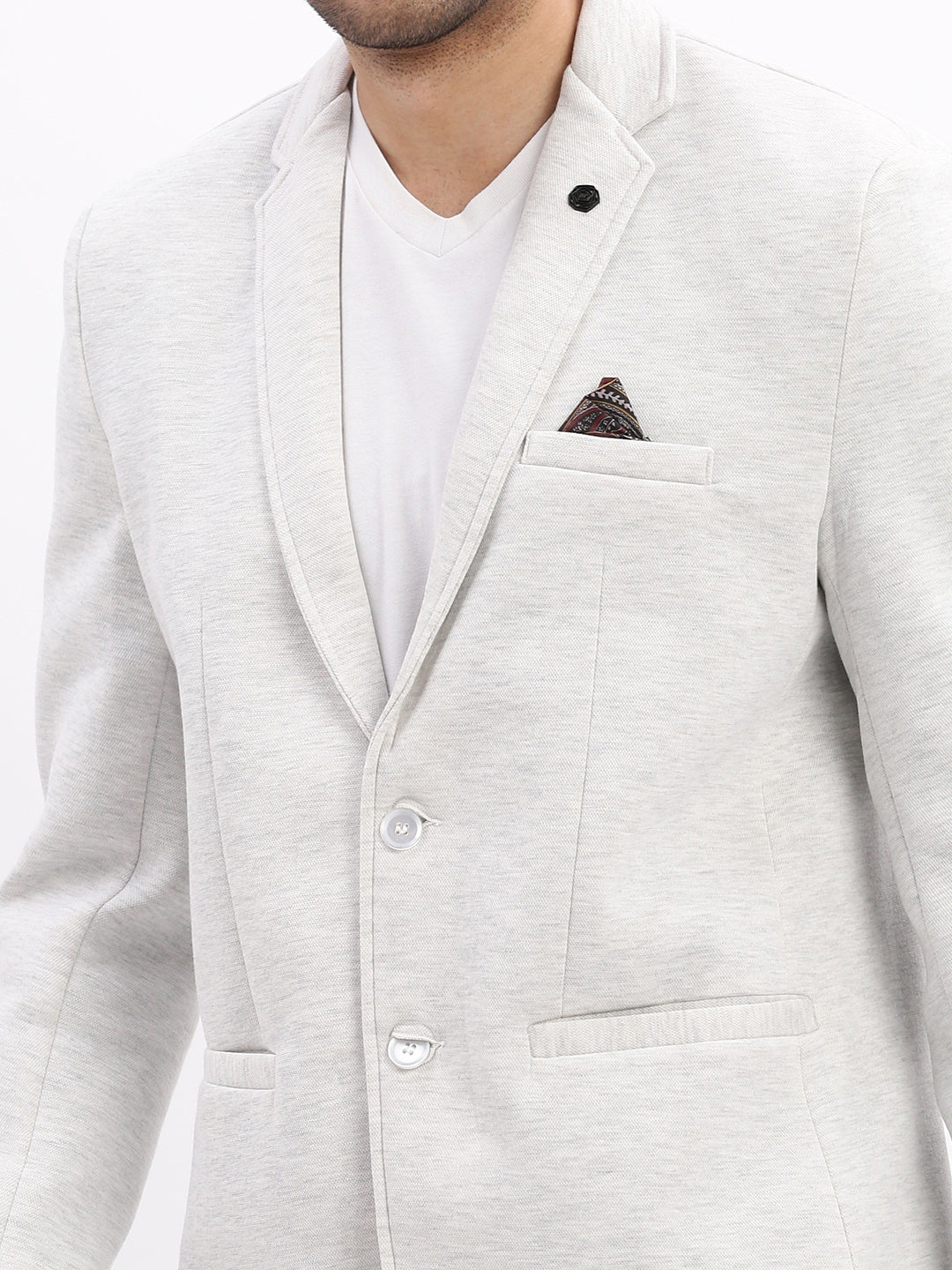 Men Solid Grey Single Breasted Blazer