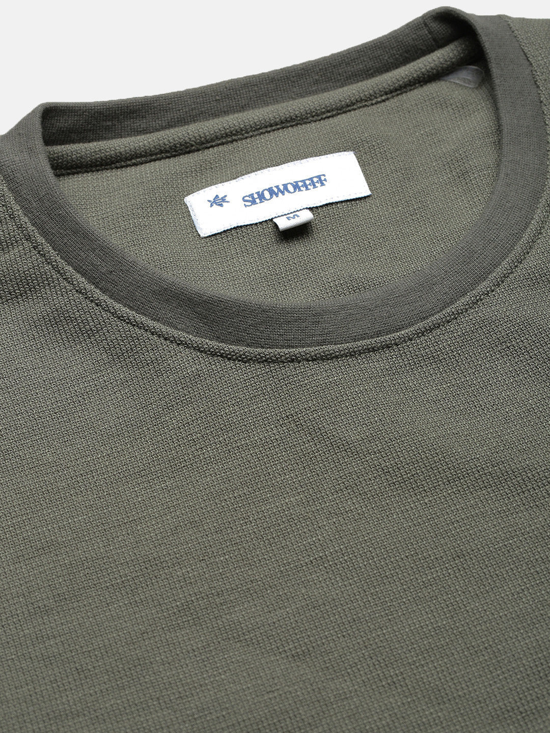 Men's Olive Solid Round Neck T-Shirt