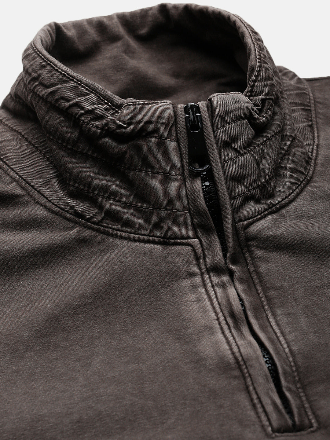 Men's Brown High Neck Zippered Sweatshirt