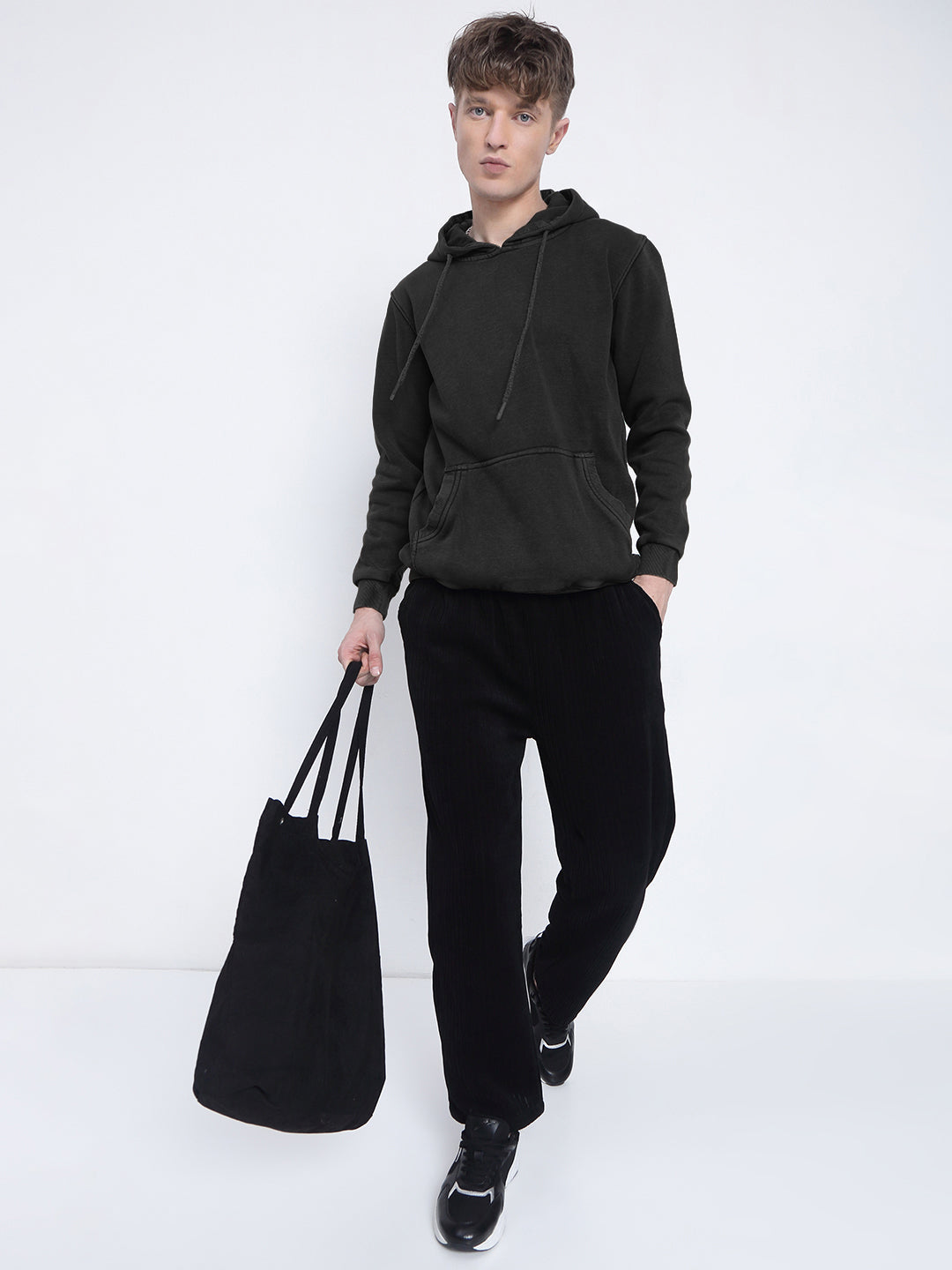 Men's Black Hoodie with Pockets
