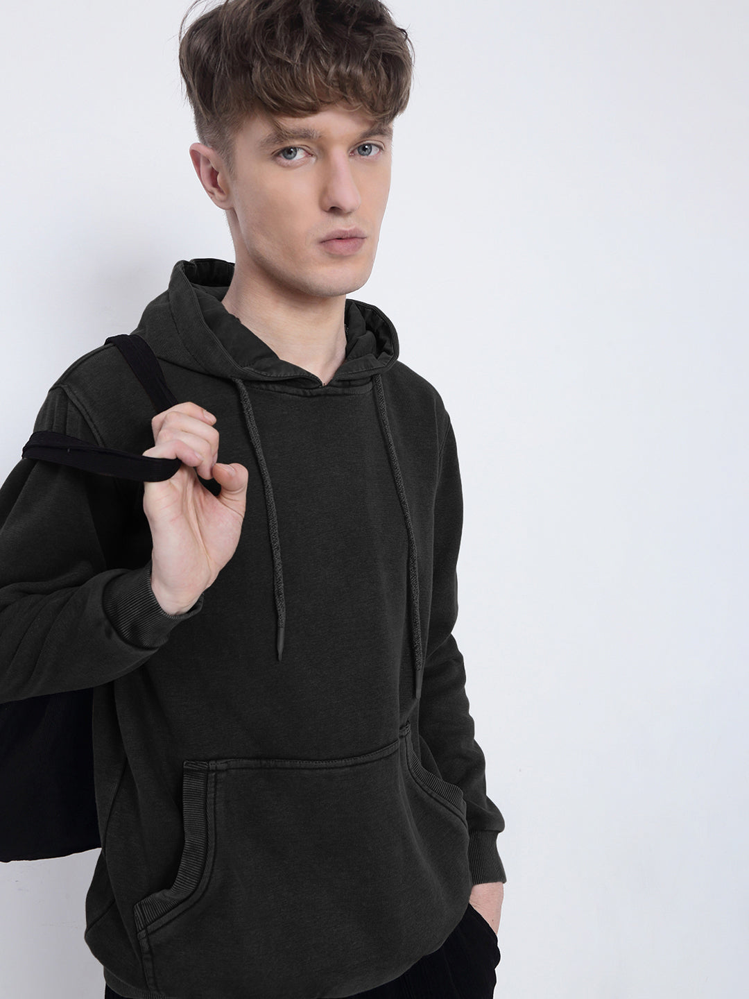 Men's Black Hoodie with Pockets