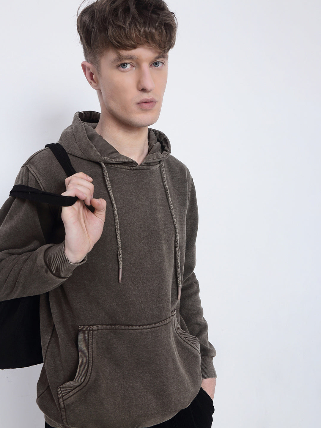Men's Brown Hoodie with Pockets