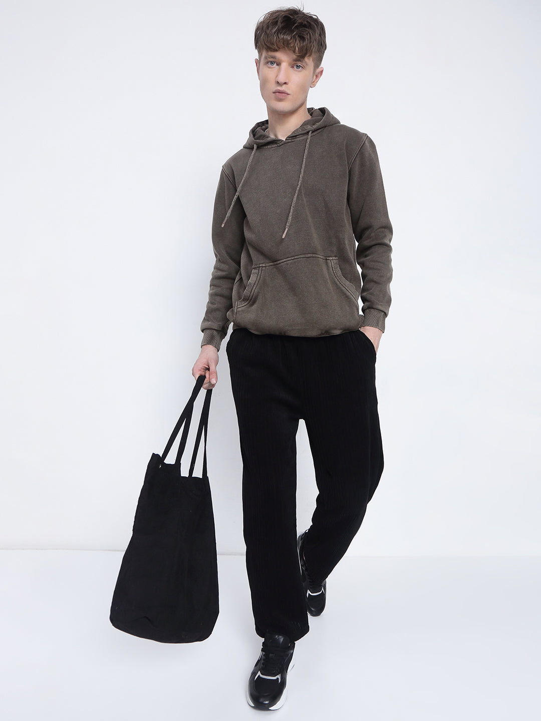 Men's Brown Hoodie with Pockets