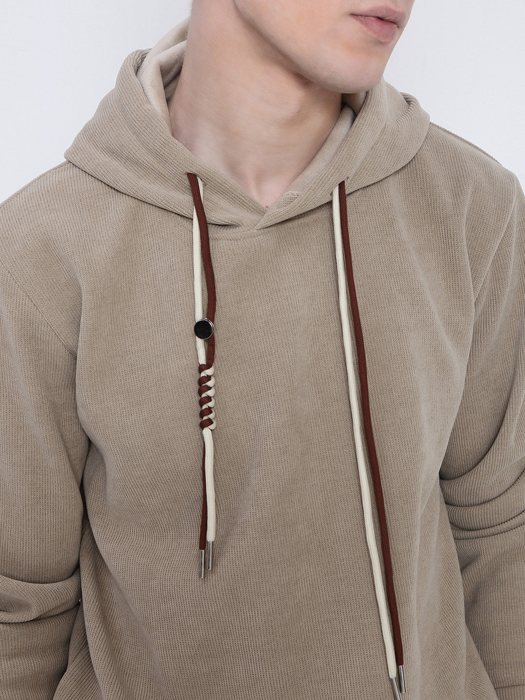 Men's Casual Beige Full Sleeves Hoodie