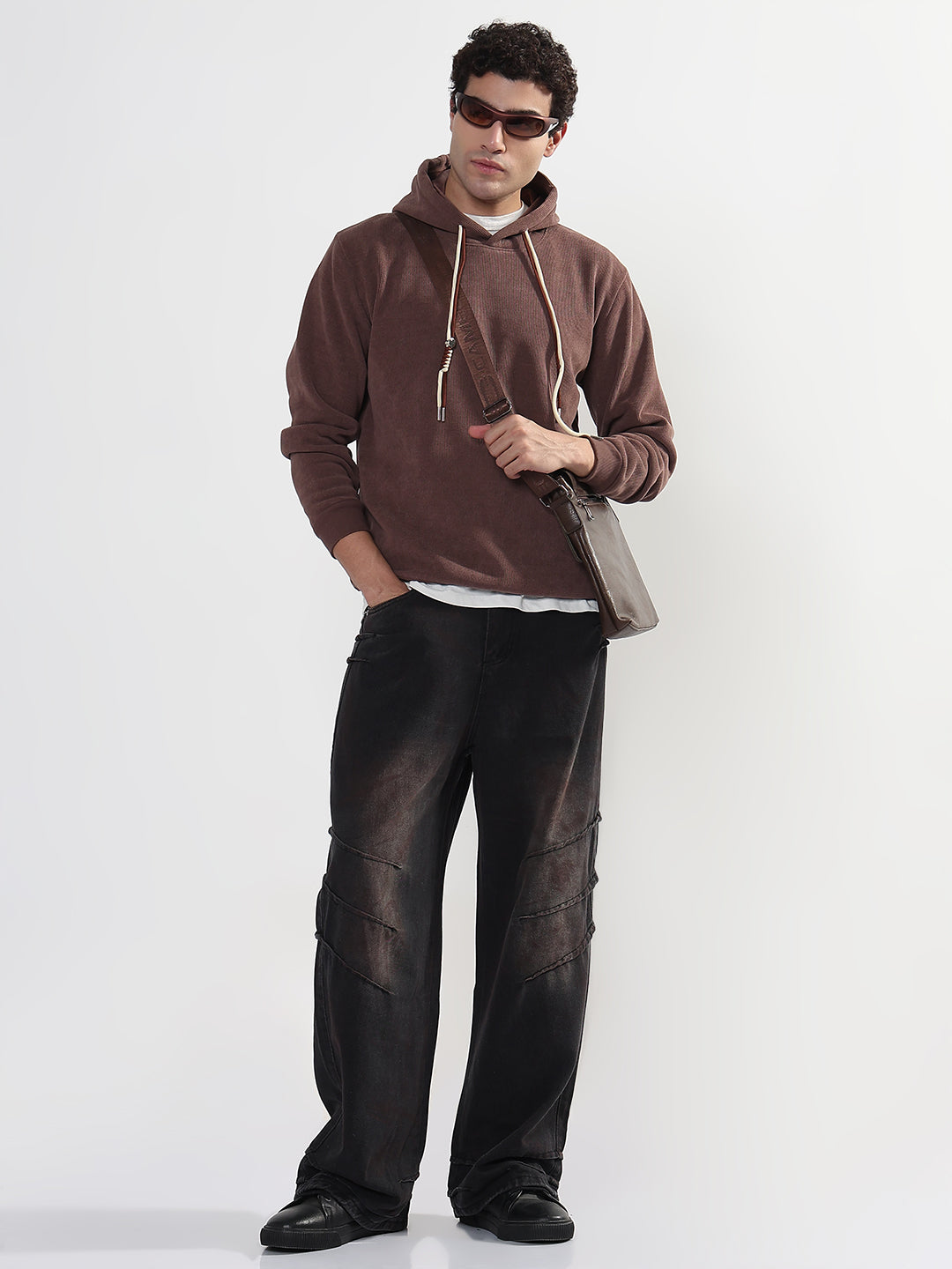 Men's Casual Brown Full Sleeves Hoodie