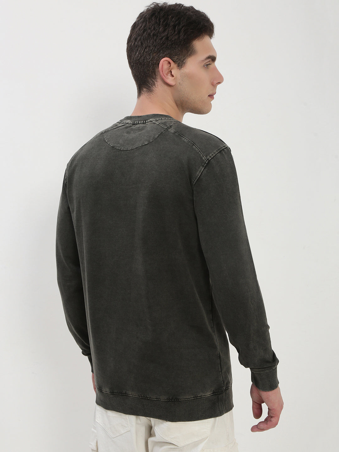Men's Olive Solid Sweatshirt