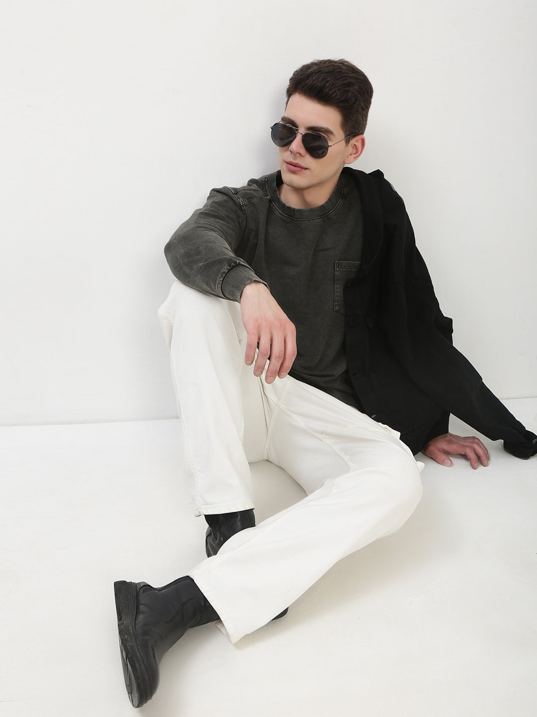 Men's Olive Solid Sweatshirt