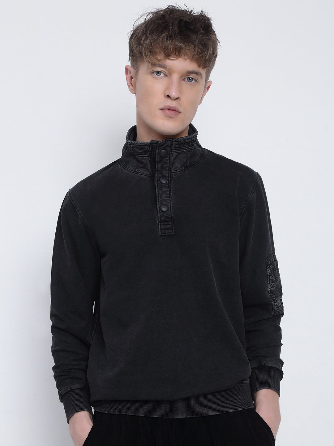 Shop Men's Charcoal High Neck Sweatshirt Showoffff