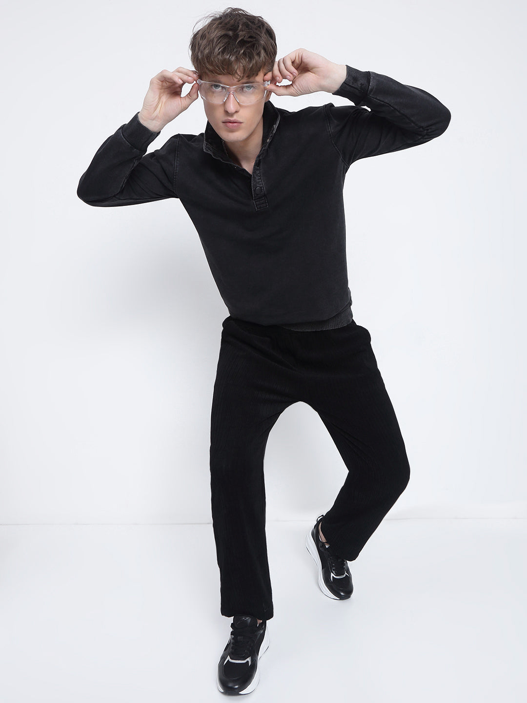 Men's Charcoal High Neck Sweatshirt