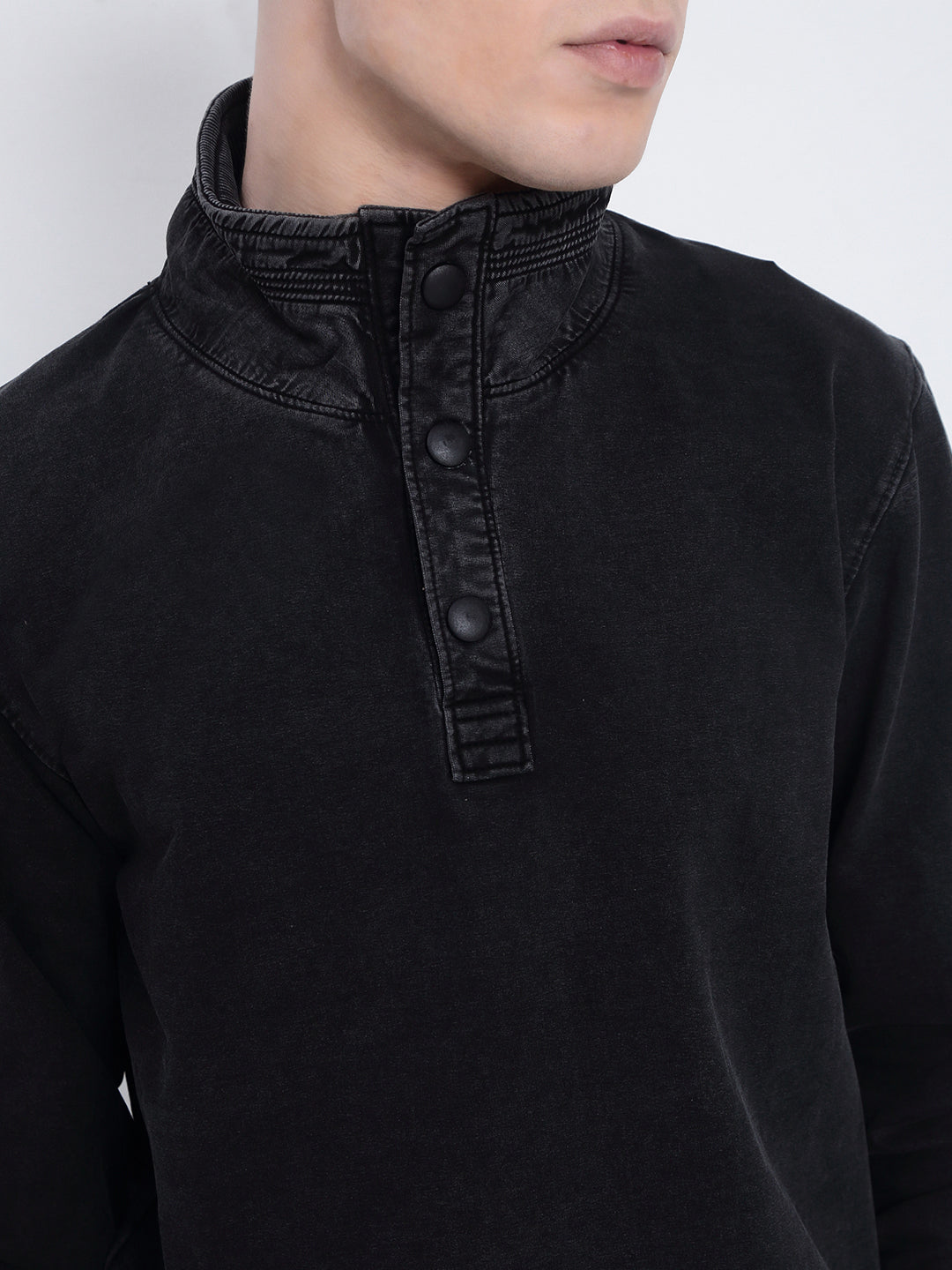 Men's Charcoal High Neck Sweatshirt