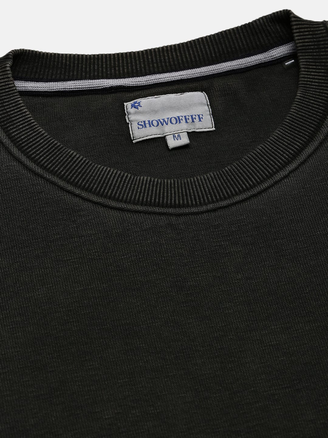 Men's Olive Round Neck Sweatshirt with Insert Pocket