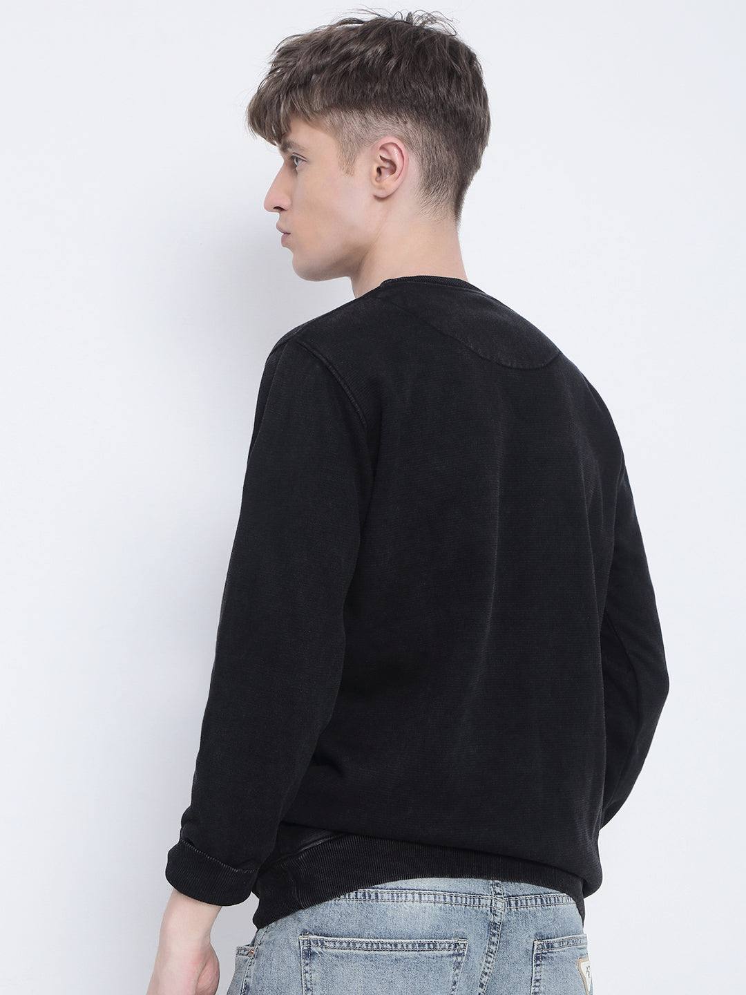 Men's Black Round Neck Sweatshirt