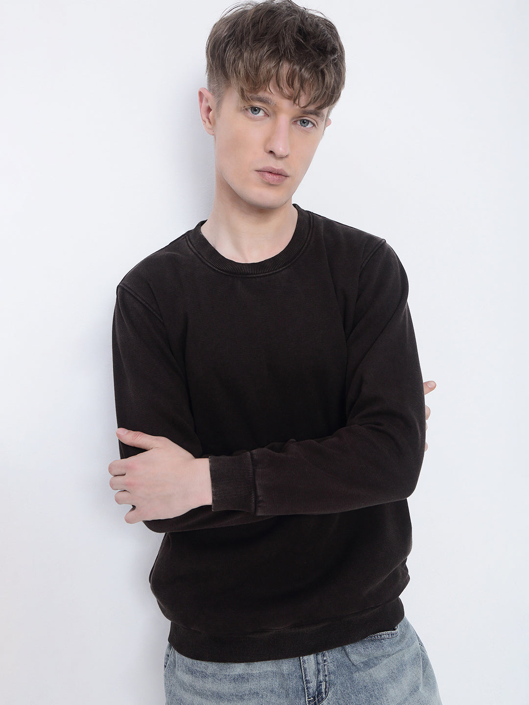 Men's Brown Round Neck Sweatshirt