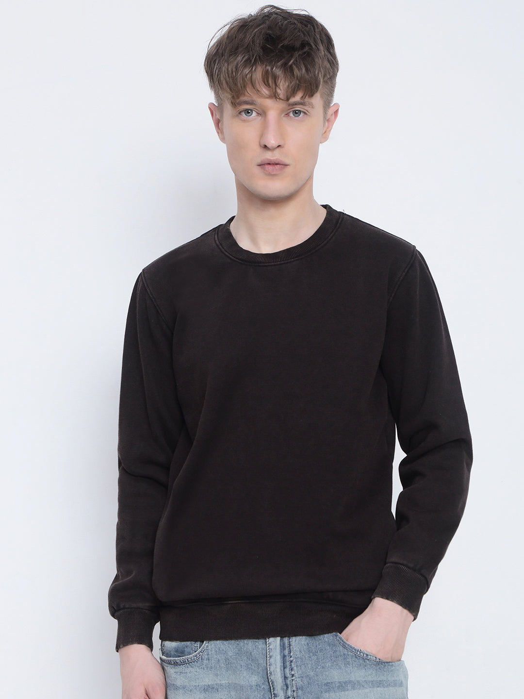 Men's Brown Round Neck Sweatshirt