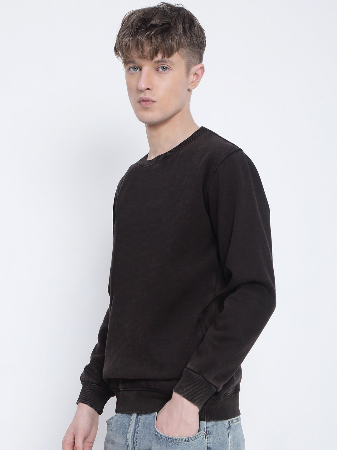Men's Brown Round Neck Sweatshirt