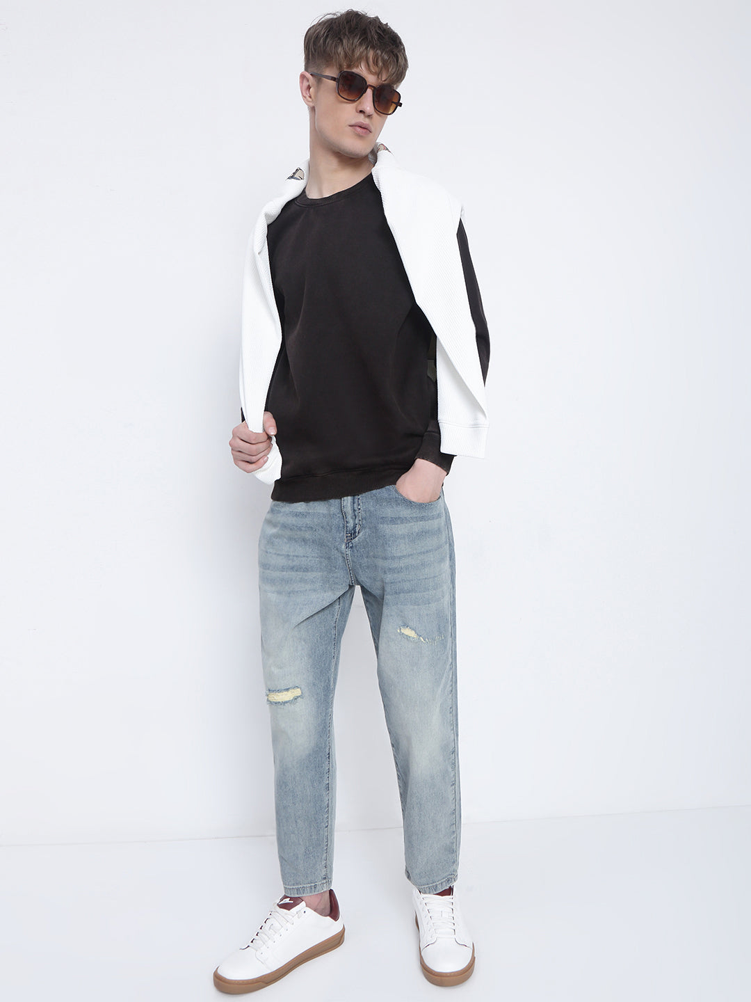 Men's Brown Round Neck Sweatshirt