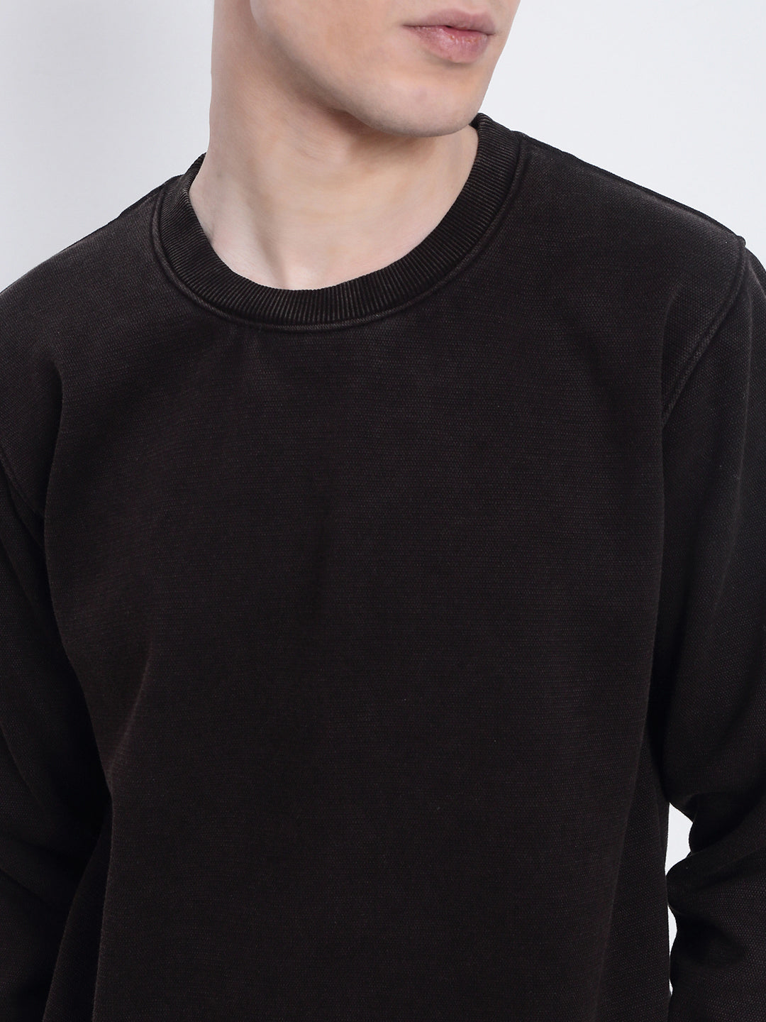 Men's Brown Round Neck Sweatshirt