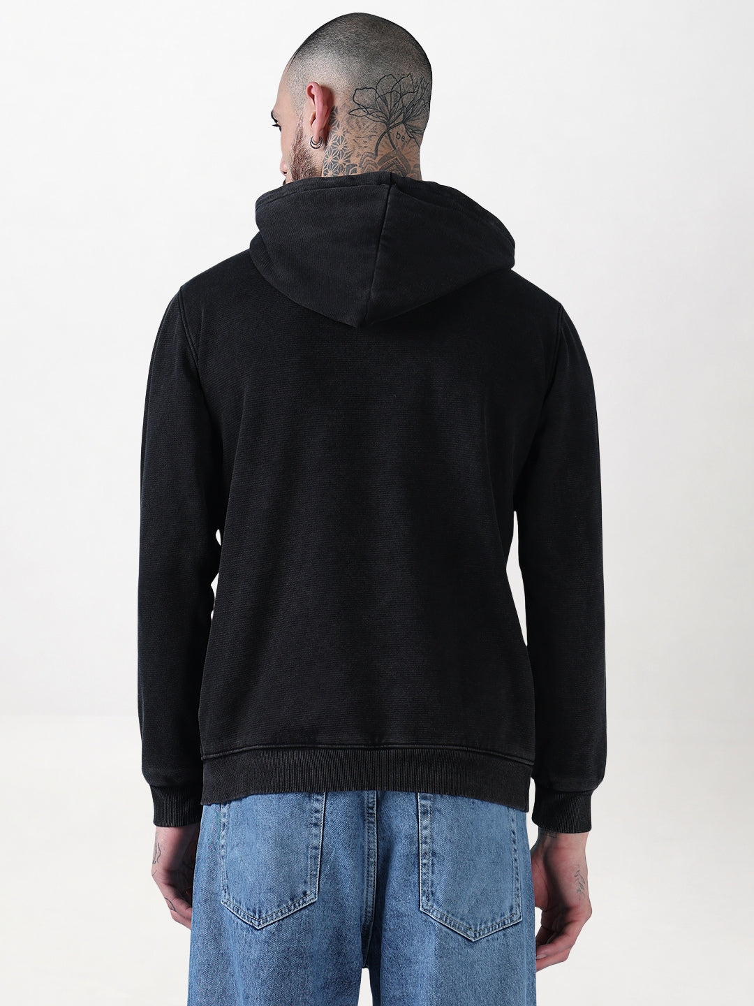 Men's Black Casual Hoodie with Pockets