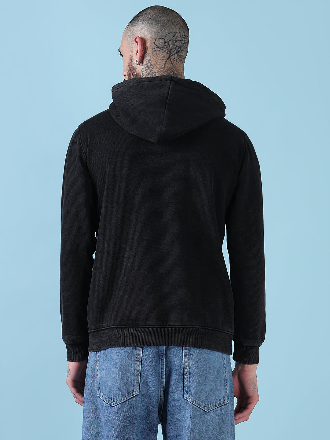 Men's Black Casual Hoodie with Pockets