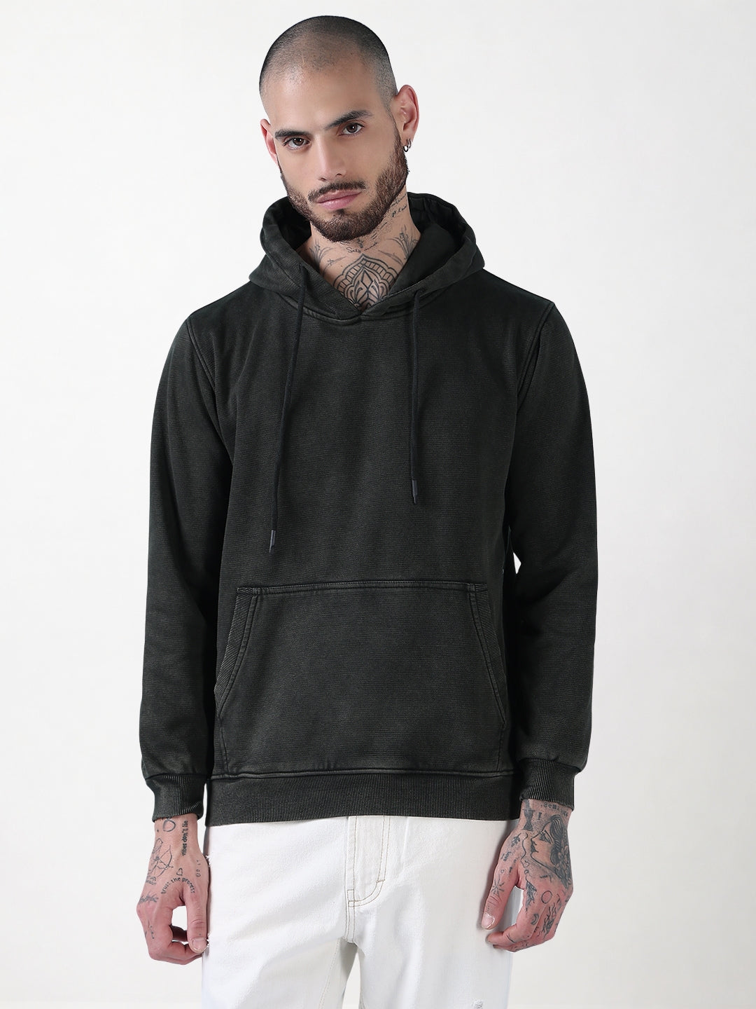 Men's Olive Casual Hoodie with Pockets