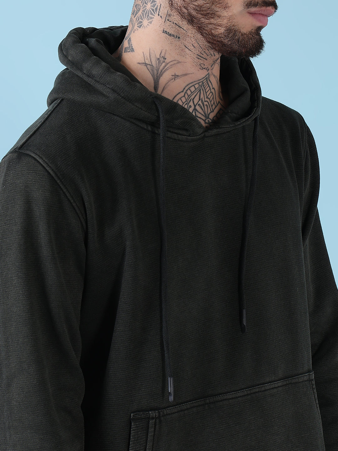 Men's Olive Casual Hoodie with Pockets