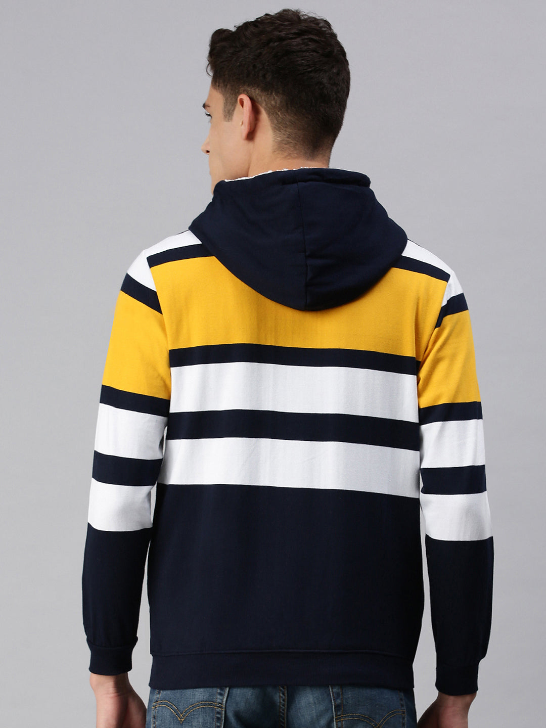 Men Hooded Colourblocked Multi Sweatshirt