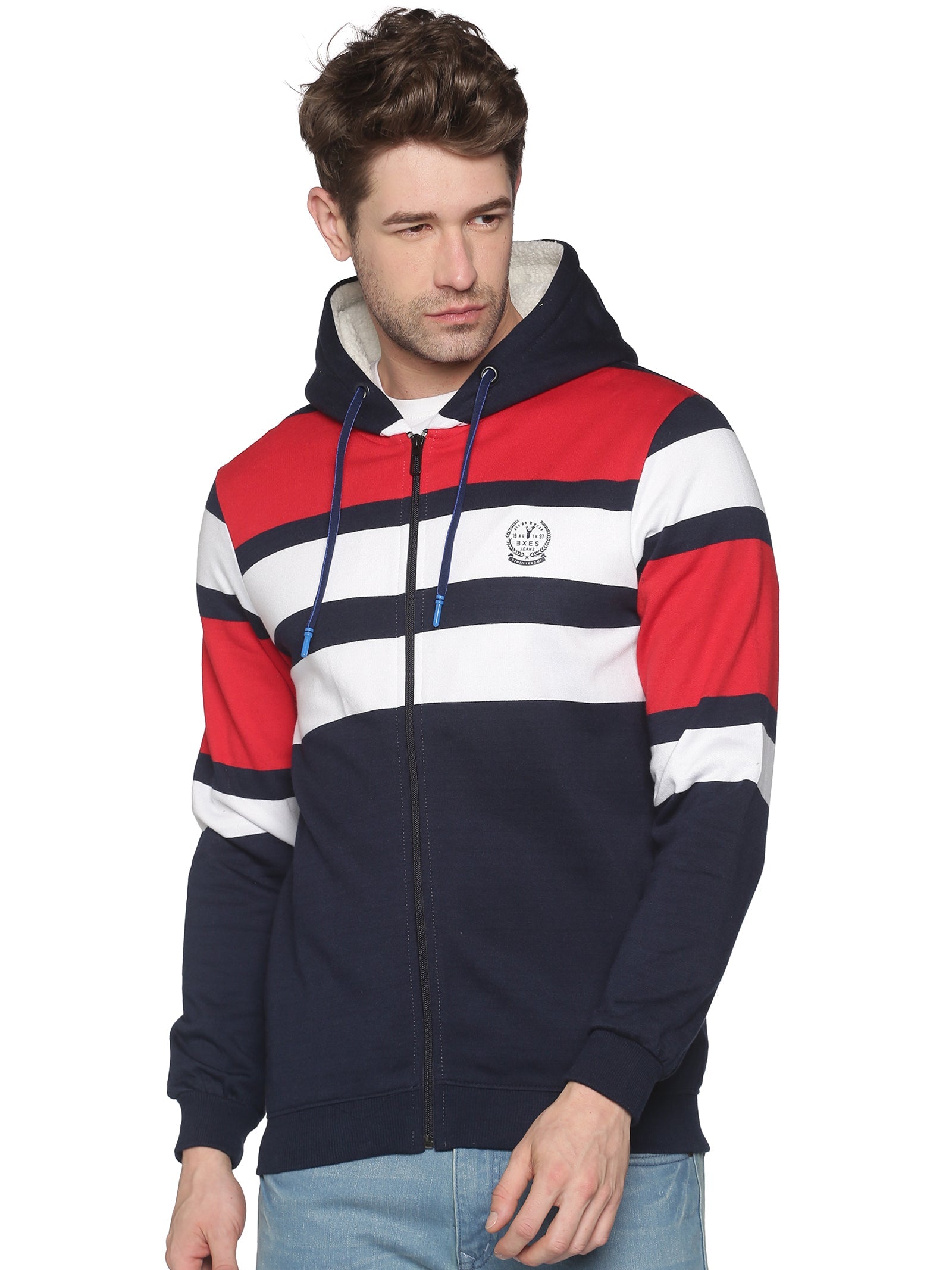 Men Colourblocked Navy Blue Sweatshirt