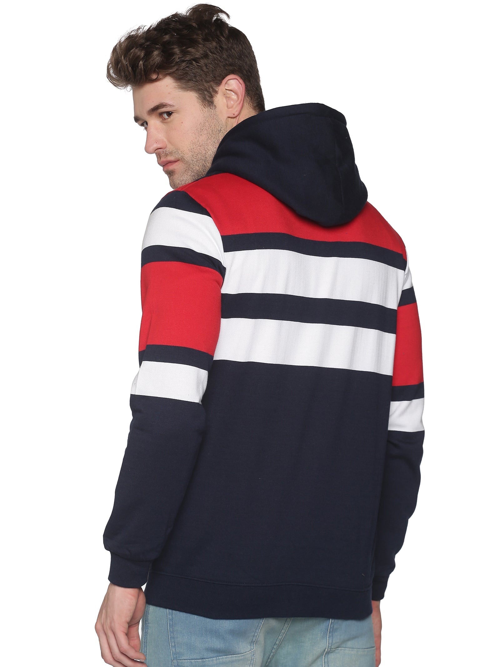 Men Colourblocked Navy Blue Sweatshirt