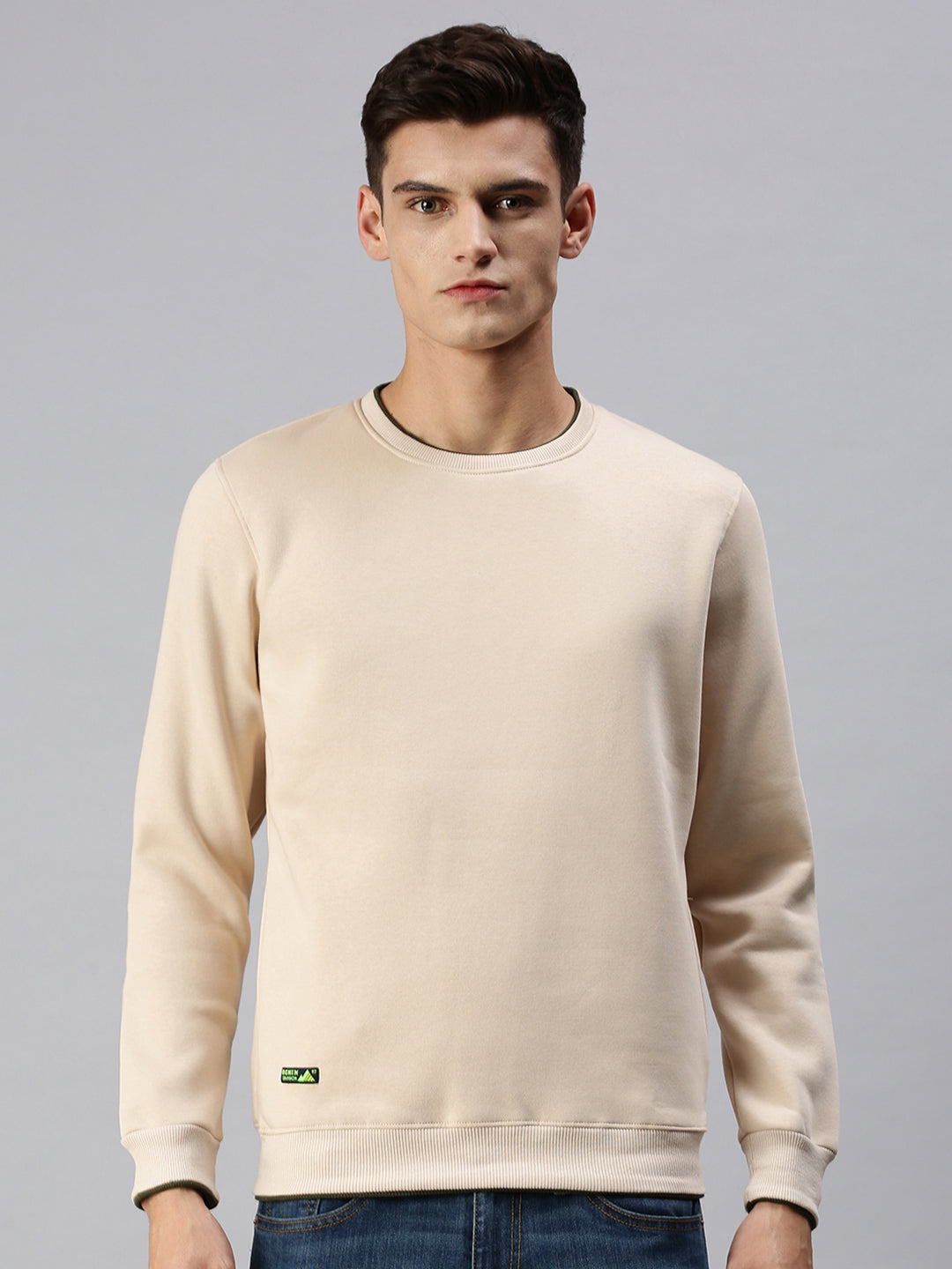 Men Solid Beige Pullover