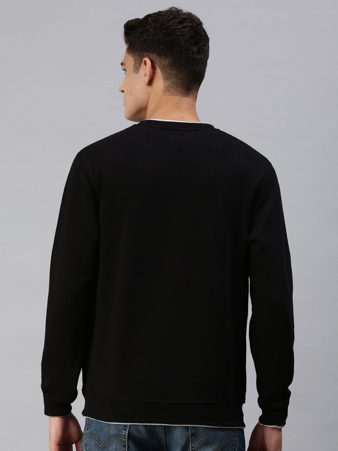 Men Solid Black Sweatshirt