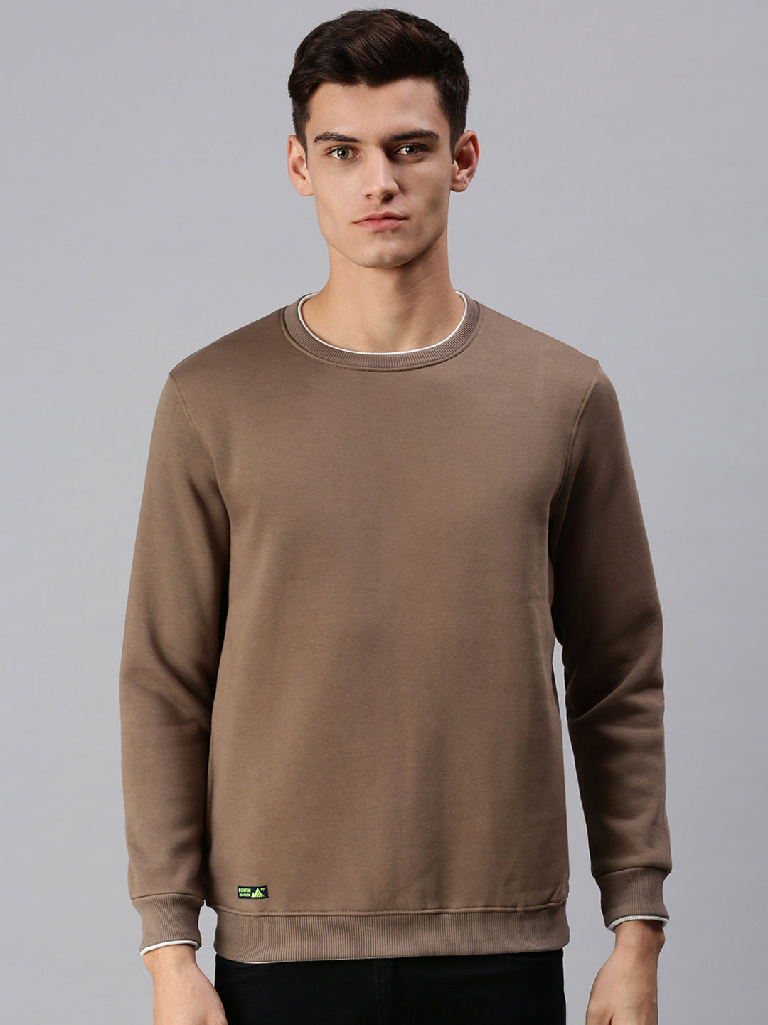 Men Solid Brown Pullover