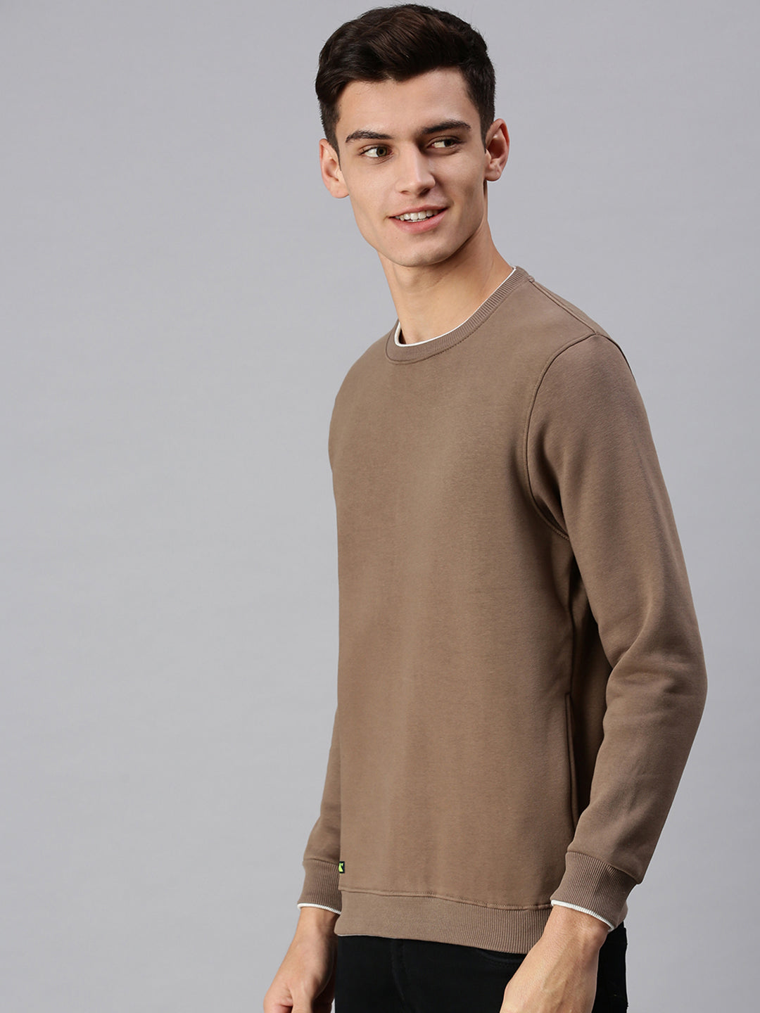 Men Solid Brown Pullover