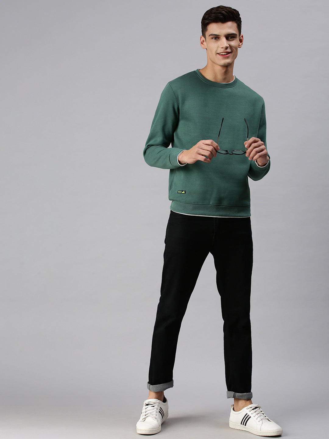 Men Solid Olive Sweatshirt