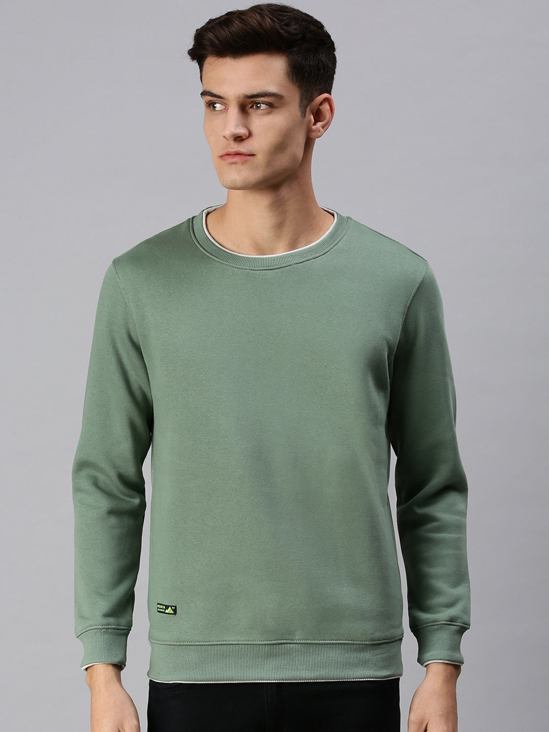 Men Solid Green Sweatshirt