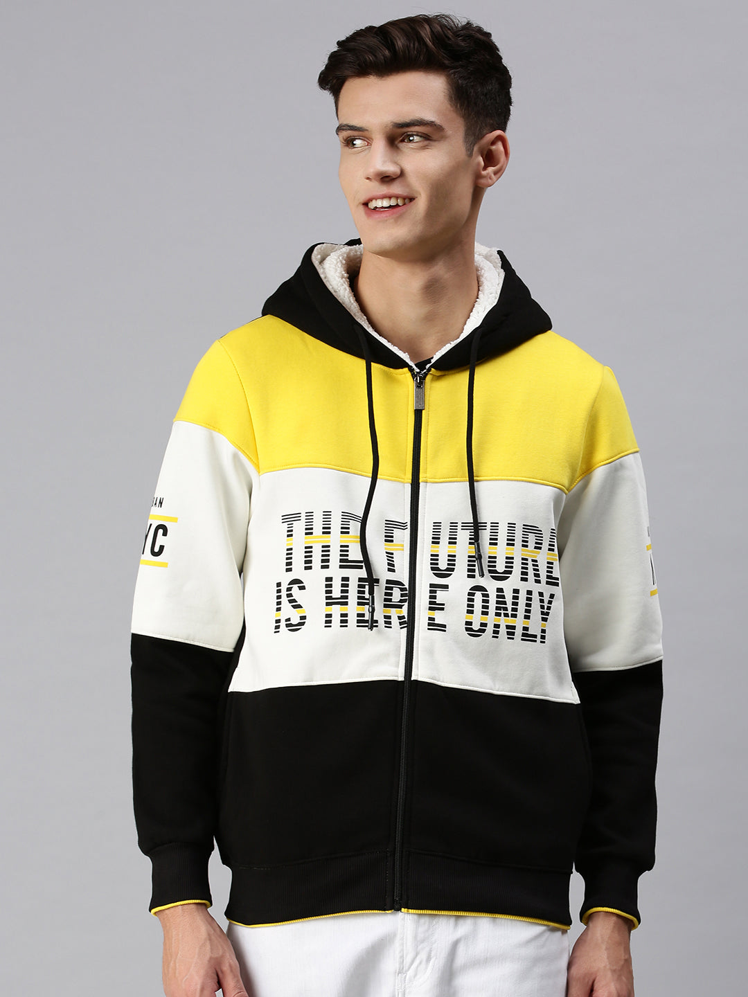 Men Hooded Colourblocked Multi Sweatshirt