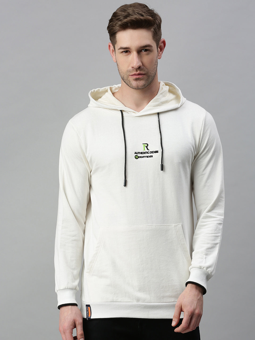 Men Printed Off White Sweatshirt