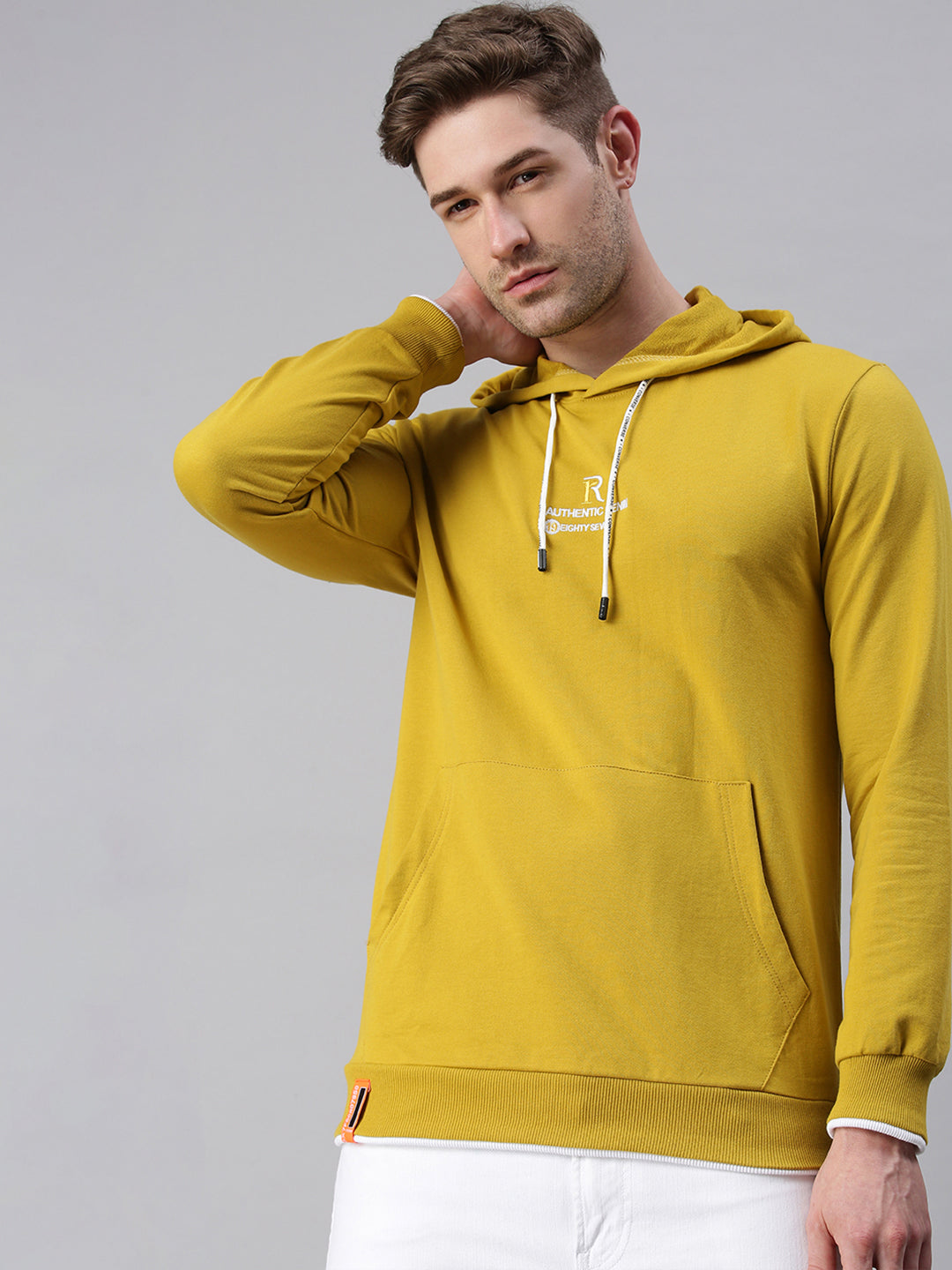 Men Printed Yellow Sweatshirt