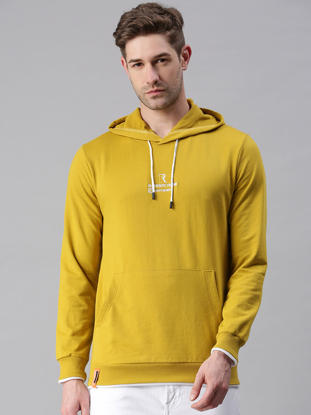 Men Printed Yellow Sweatshirt